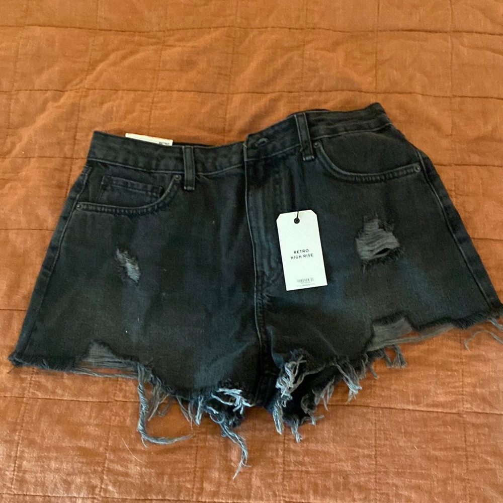 Black jean shorts